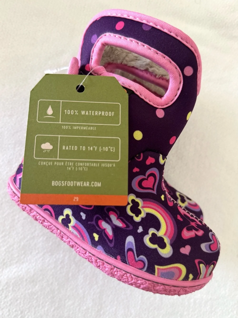 BOGS Baby Rain Boots Velcro Toddler Size 6 Butterfly Rainbow NEW